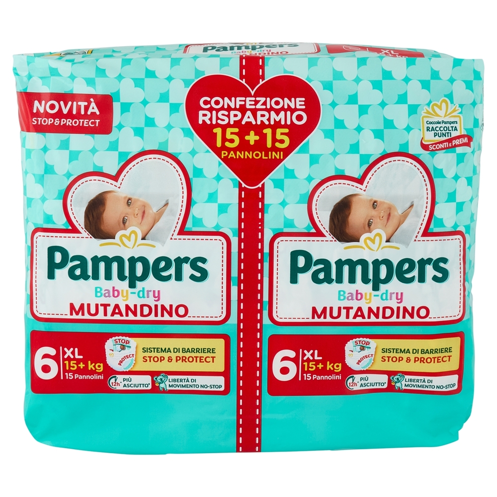 Pampers Baby-dry Mutandino XL 15 + 15 pz